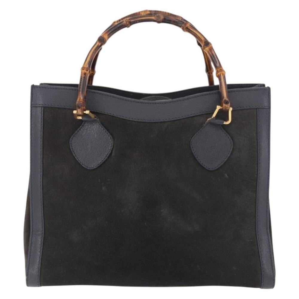 Gucci Bamboo Suede Tote 002 Black